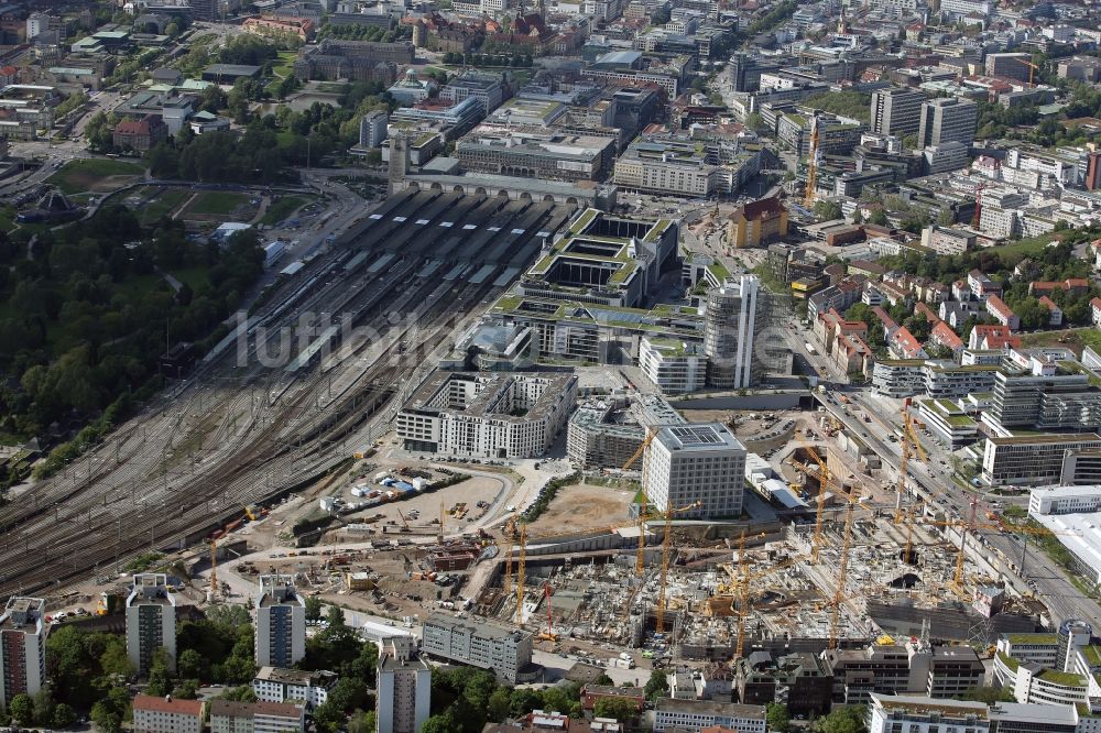 Luftbild Stuttgart - Baustelle zum Neubau des Stadtteilzentrums und Einkaufszentrum Milaneo im Zentrum der Landeshauptstadt Stuttgart im Bundesland Baden-Württemberg BW