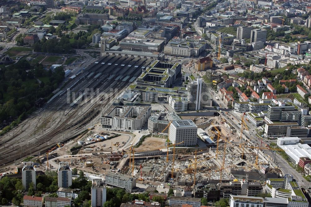 Luftaufnahme Stuttgart - Baustelle zum Neubau des Stadtteilzentrums und Einkaufszentrum Milaneo im Zentrum der Landeshauptstadt Stuttgart im Bundesland Baden-Württemberg BW