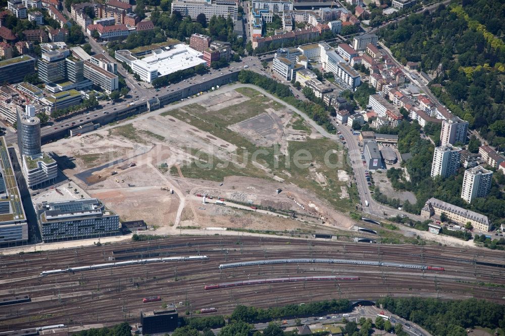 Luftbild Stuttgart - Baustelle zum Neubau des Stadtteilzentrums und Einkaufszentrum Milaneo im Zentrum der Landeshauptstadt Stuttgart im Bundesland Baden-Württemberg BW