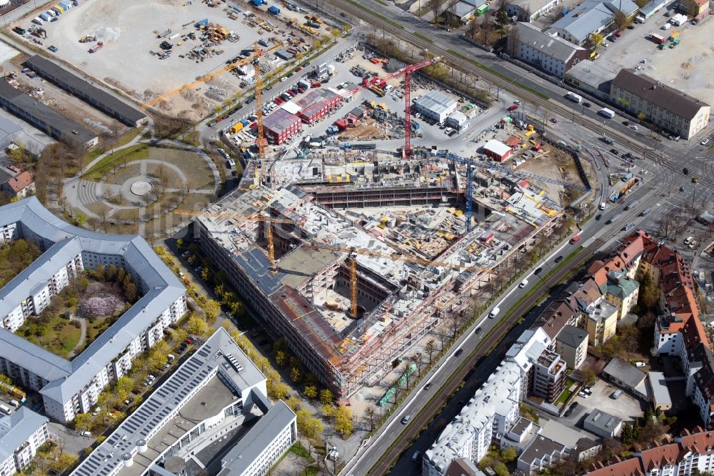 München von oben - Baustelle zum Neubau eines Strafjustizzentrum in München im Bundesland Bayern, Deutschland