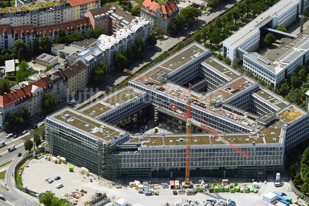 München aus der Vogelperspektive: Baustelle zum Neubau eines Strafjustizzentrum in München im Bundesland Bayern, Deutschland