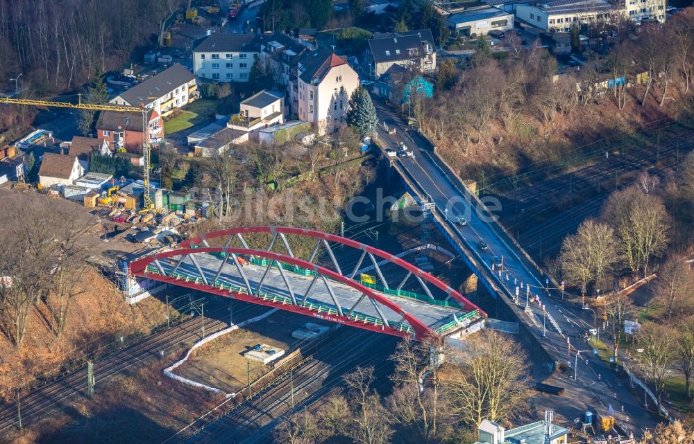 Luftbild Bochum - Baustelle zum Neubau des Straßen- Brückenbauwerk Buselohbrücke in Bochum im Bundesland Nordrhein-Westfalen