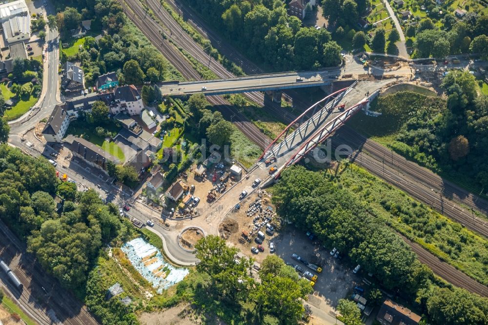 Luftbild Bochum - Baustelle zum Neubau des Straßen- Brückenbauwerk der Buselohbrücke in Bochum im Bundesland Nordrhein-Westfalen, Deutschland