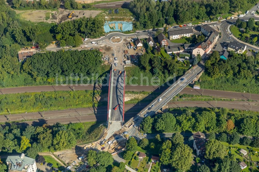 Luftbild Bochum - Baustelle zum Neubau des Straßen- Brückenbauwerk der Buselohbrücke in Bochum im Bundesland Nordrhein-Westfalen, Deutschland