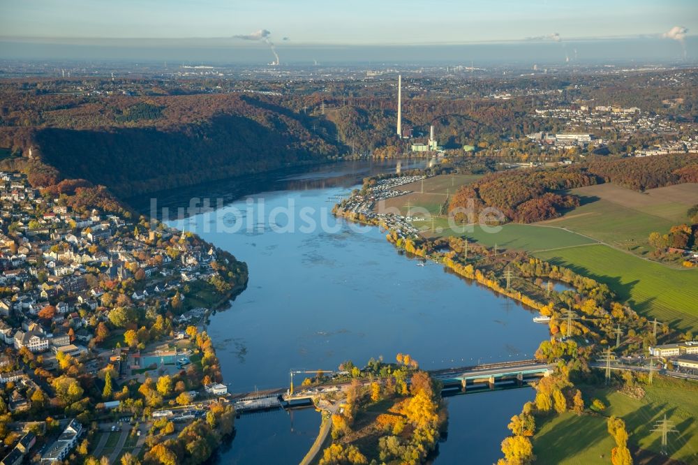 Wetter (Ruhr) aus der Vogelperspektive: Baustelle zum Neubau des Straßen- Brückenbauwerk Obergraben-Brücke in Wetter (Ruhr) im Bundesland Nordrhein-Westfalen