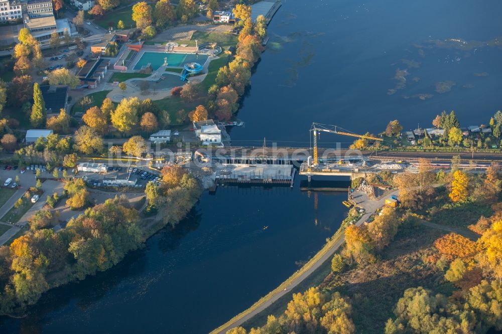 Luftbild Wetter (Ruhr) - Baustelle zum Neubau des Straßen- Brückenbauwerk Obergraben-Brücke in Wetter (Ruhr) im Bundesland Nordrhein-Westfalen