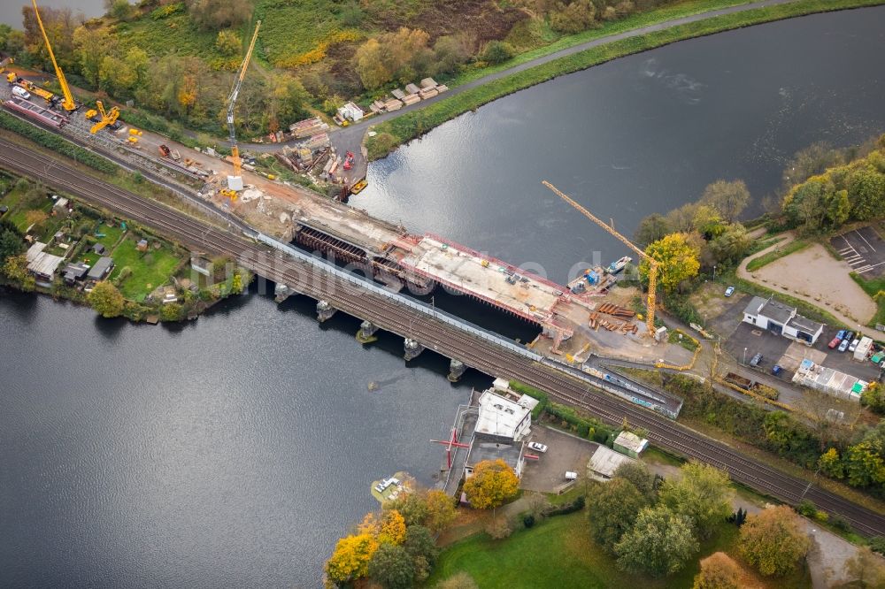 Luftbild Wetter (Ruhr) - Baustelle zum Neubau des Straßen- Brückenbauwerk Obergraben-Brücke in Wetter (Ruhr) im Bundesland Nordrhein-Westfalen