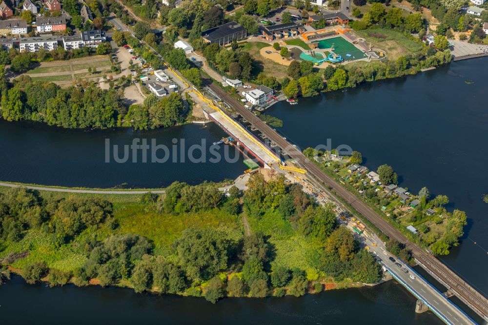 Luftbild Wetter (Ruhr) - Baustelle zum Neubau des Straßen- Brückenbauwerk Obergraben-Brücke in Wetter (Ruhr) im Bundesland Nordrhein-Westfalen