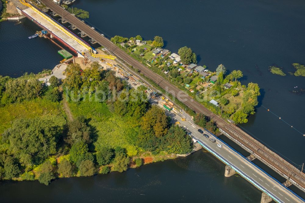 Wetter (Ruhr) von oben - Baustelle zum Neubau des Straßen- Brückenbauwerk Obergraben-Brücke in Wetter (Ruhr) im Bundesland Nordrhein-Westfalen