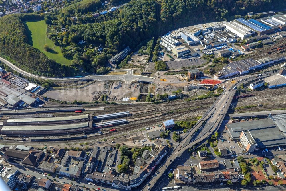 Hagen von oben - Baustelle zum Neubau des Straßen- Brückenbauwerk an der Sedanstraße - Plessenstraße in Hagen im Bundesland Nordrhein-Westfalen, Deutschland