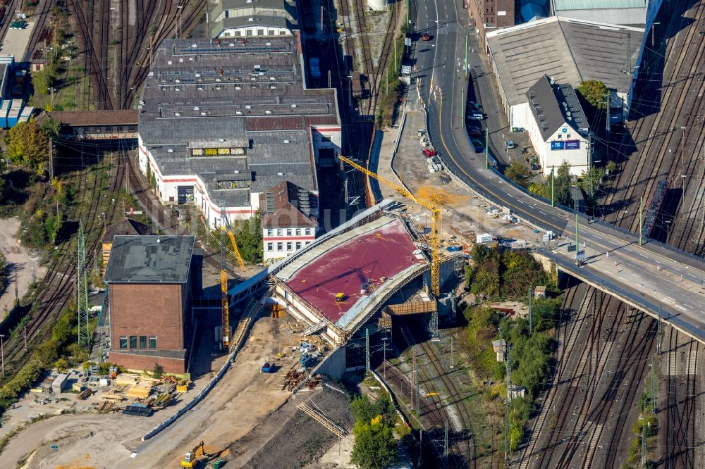 Luftbild Hagen - Baustelle zum Neubau des Straßen- Brückenbauwerk an der Sedanstraße - Plessenstraße in Hagen im Bundesland Nordrhein-Westfalen, Deutschland