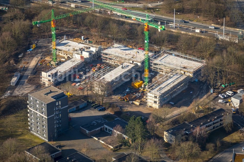 Luftbild Bochum - Baustelle zum Neubau eines Studenten- Wohnheim - Gebäude des Akademischen Förderungswerk an der Laerheidestraße in Bochum im Bundesland Nordrhein-Westfalen, Deutschland