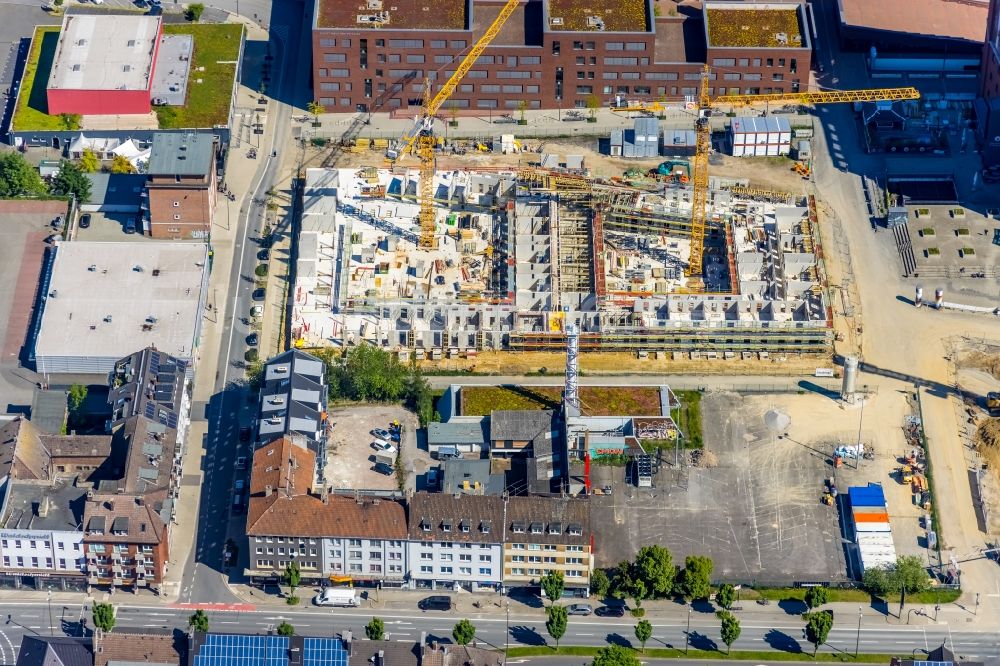 Dortmund aus der Vogelperspektive: Baustelle zum Neubau eines Studenten- Wohnheim - Gebäude am Emil-Moog-Platz - Benno-Elkan-Allee - Ritterstraße in Dortmund im Bundesland Nordrhein-Westfalen, Deutschland