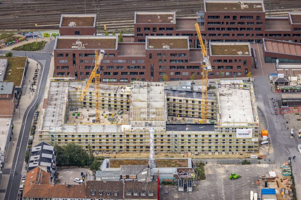 Luftaufnahme Dortmund - Baustelle zum Neubau eines Studenten- Wohnheim - Gebäude am Emil-Moog-Platz - Benno-Elkan-Allee - Ritterstraße in Dortmund im Bundesland Nordrhein-Westfalen, Deutschland