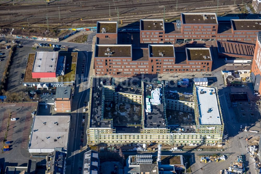 Dortmund von oben - Baustelle zum Neubau eines Studenten- Wohnheim - Gebäude am Emil-Moog-Platz - Benno-Elkan-Allee - Ritterstraße in Dortmund im Bundesland Nordrhein-Westfalen, Deutschland