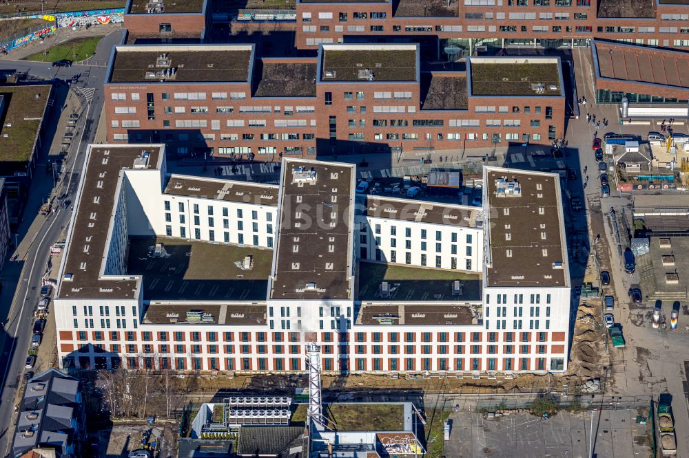 Luftaufnahme Dortmund - Baustelle zum Neubau eines Studenten- Wohnheim - Gebäude am Emil-Moog-Platz - Benno-Elkan-Allee - Ritterstraße in Dortmund im Bundesland Nordrhein-Westfalen, Deutschland