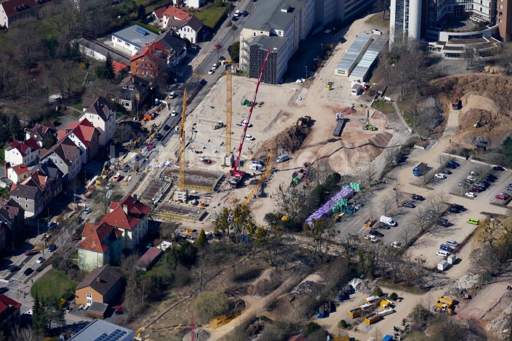 Göttingen von oben - Baustelle zum Neubau eines Studenten- Wohnheim - Gebäude in Göttingen im Bundesland Niedersachsen, Deutschland