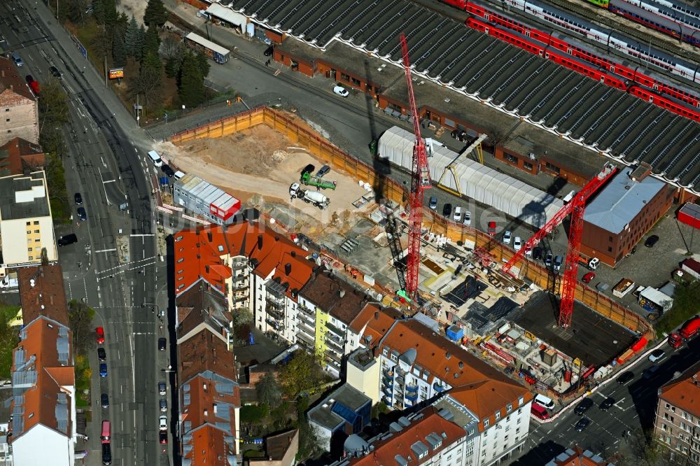 Luftbild Nürnberg - Baustelle zum Neubau eines Studenten- Wohnheim - Gebäude im Ortsteil Glockenhof in Nürnberg im Bundesland Bayern, Deutschland