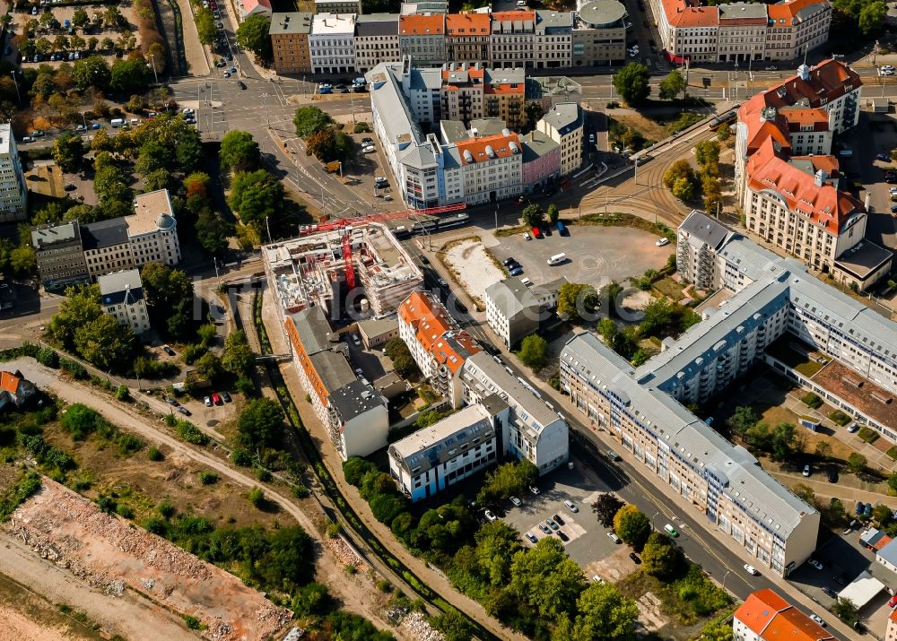 Luftaufnahme Leipzig - Baustelle zum Neubau eines Studenten- Wohnheim - Gebäude der PATRIZIA AG in Leipzig im Bundesland Sachsen, Deutschland