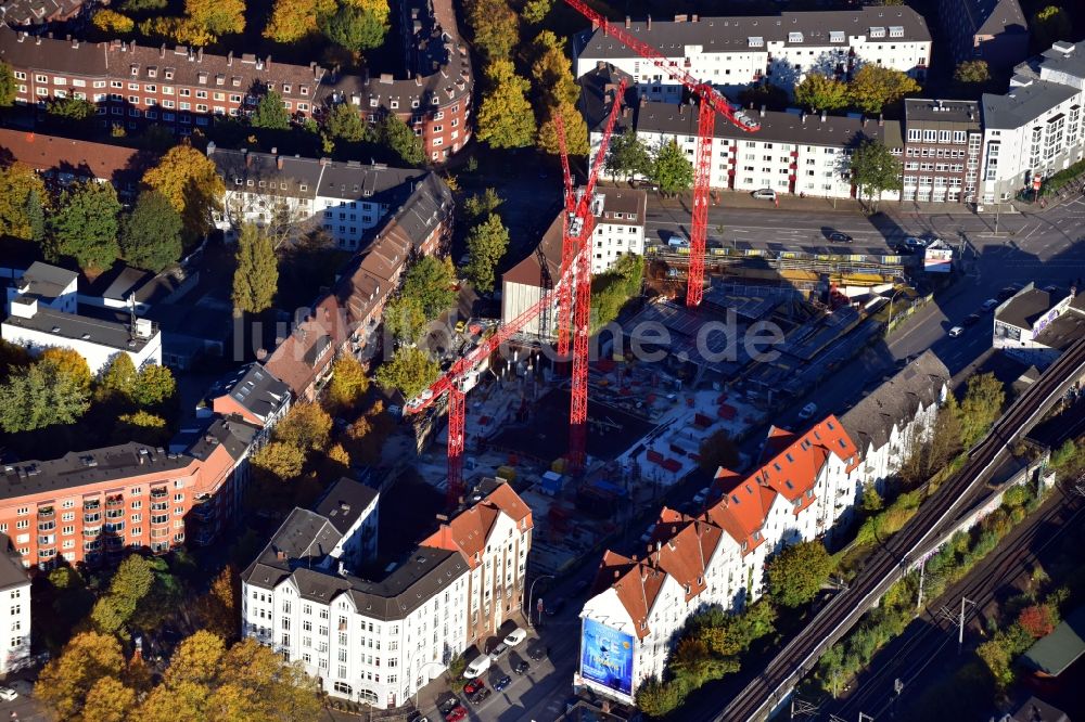 Hamburg von oben - Baustelle zum Neubau eines Studenten- Wohnheim - Gebäude an der Stresemannstraße - Oeverseestraße im Ortsteil Altona in Hamburg, Deutschland