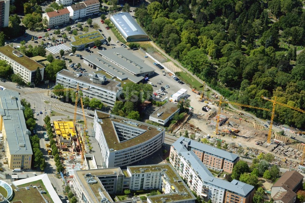 Luftbild Stuttgart - Baustelle zum Neubau eines Studentenwohnheimes an der Rosensteinstraße Ecke Nordbahnhofstraße in Stuttgart im Bundesland Baden-Württemberg