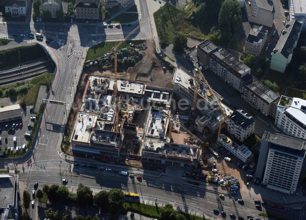 Luftaufnahme Chemnitz - Baustelle zum Neubau des Technischen Rathauses in Chemnitz im Bundesland Sachsen