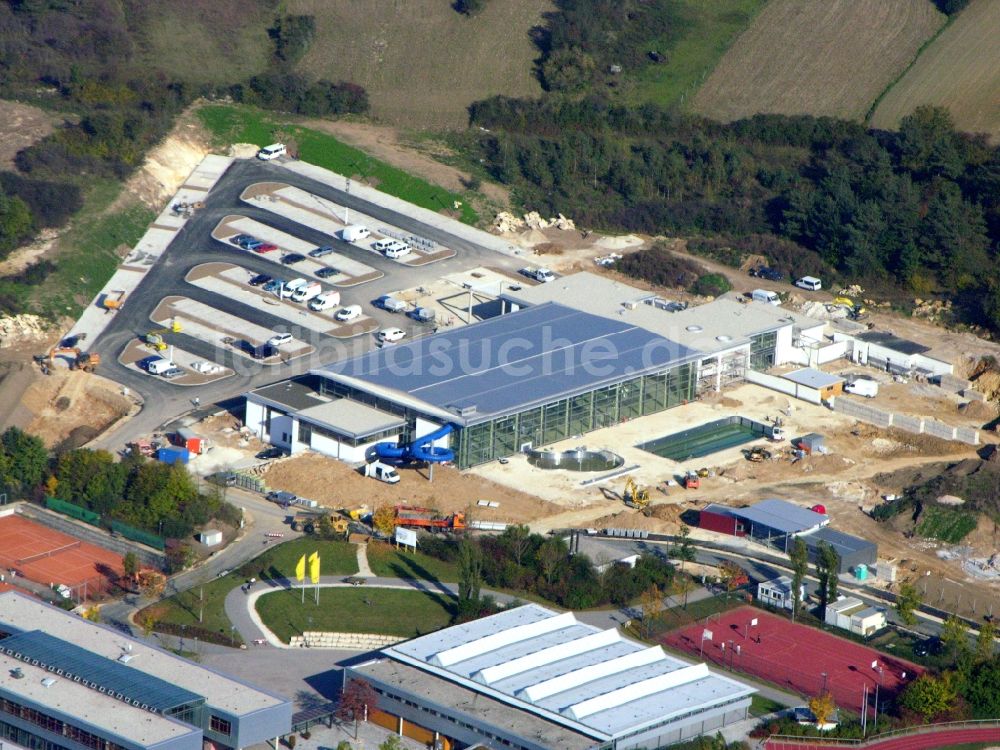 Luftbild Burglengenfeld - Baustelle zum Neubau der Therme und Schwimmbecken am Freibad der Freizeiteinrichtung Bulmare in Burglengenfeld im Bundesland Bayern, Deutschland