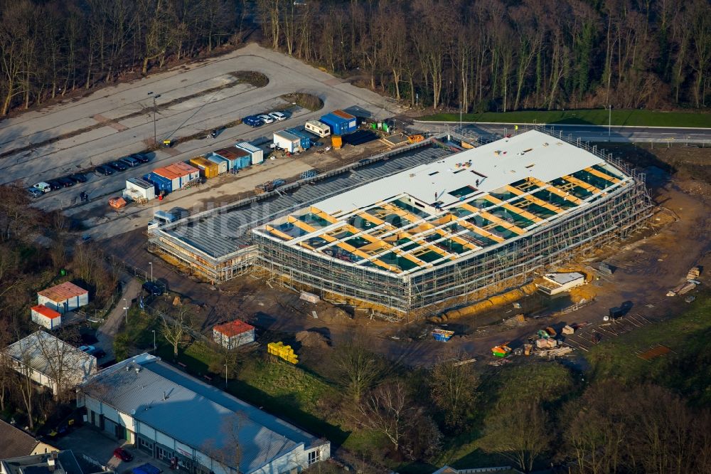 Luftbild Herne - Baustelle zum Neubau der Therme und Schwimmbecken am Freibad der Freizeiteinrichtung Freizeitbades Wannanas der Herner Bädergesellschaft in Herne im Bundesland Nordrhein-Westfalen