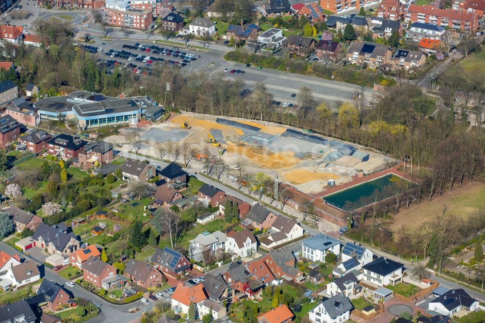 Werne von oben - Baustelle zum Neubau der Therme und Schwimmbecken am Freibad der Freizeiteinrichtung Natur-Solebad Werne GmbH in Werne im Bundesland Nordrhein-Westfalen