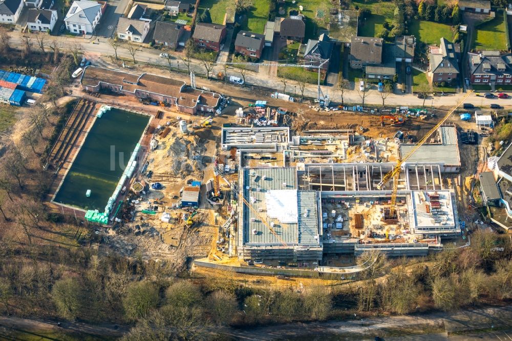 Werne von oben - Baustelle zum Neubau der Therme und Schwimmbecken am Freibad der Freizeiteinrichtung Natur-Solebad Werne GmbH in Werne im Bundesland Nordrhein-Westfalen