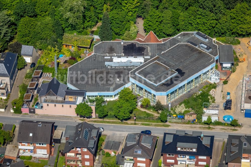 Werne von oben - Baustelle zum Neubau der Therme und Schwimmbecken am Freibad der Freizeiteinrichtung Natur-Solebad Werne GmbH in Werne im Bundesland Nordrhein-Westfalen