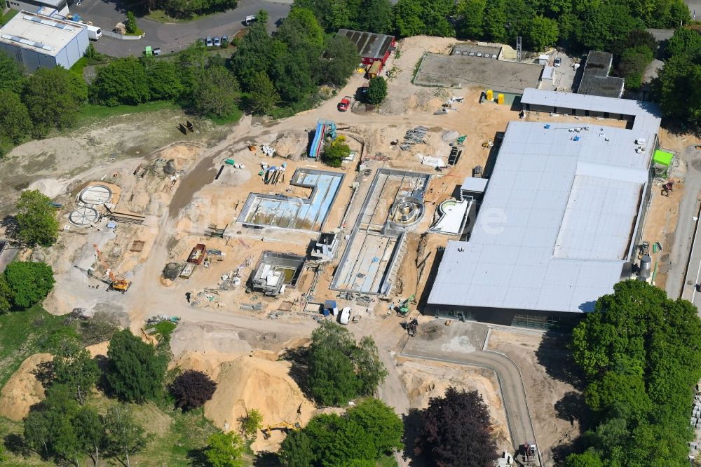 Luftbild Kleve - Baustelle zum Neubau der Therme und Schwimmbecken am Freibad der Freizeiteinrichtung Sternbuschbad Am Freudenberg in Kleve im Bundesland Nordrhein-Westfalen, Deutschland