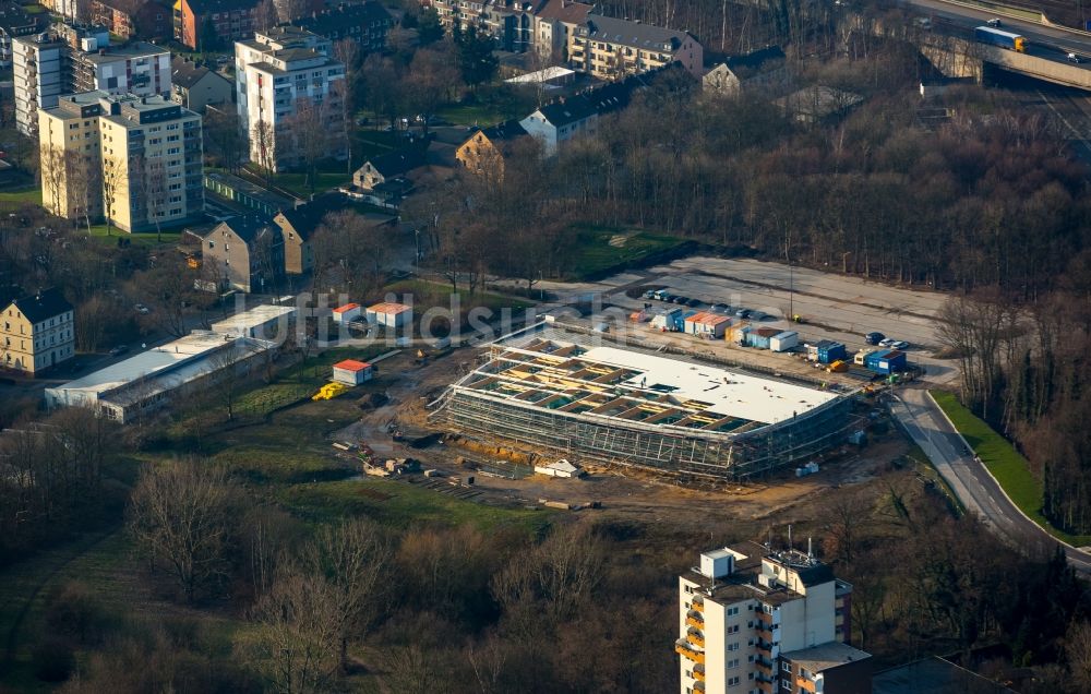 Luftaufnahme Herne - Baustelle zum Neubau der Therme und Schwimmbecken am Freizeitbad Wananas der Herner Bädergesellschaft in Herne im Bundesland Nordrhein-Westfalen