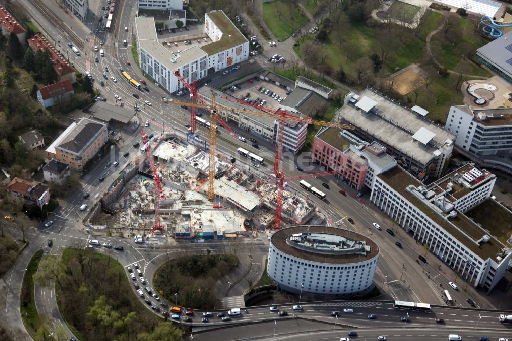 Mainz von oben - Baustelle zum Neubau des Trigon Komplexes im Ortsteil Oberstadt in Mainz im Bundesland Rheinland-Pfalz