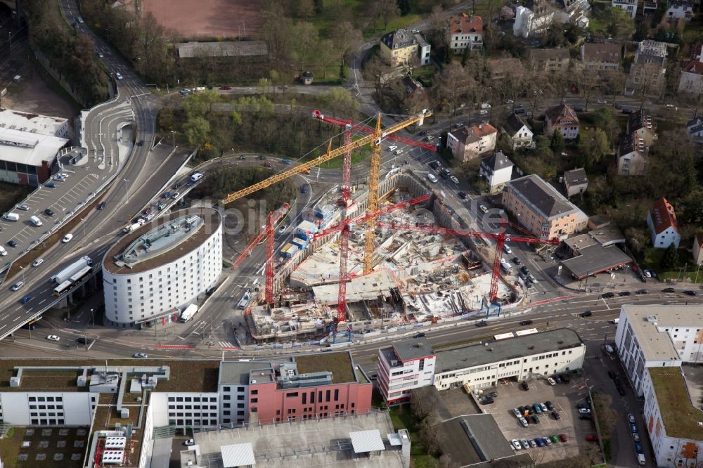 Mainz aus der Vogelperspektive: Baustelle zum Neubau des Trigon Komplexes im Ortsteil Oberstadt in Mainz im Bundesland Rheinland-Pfalz