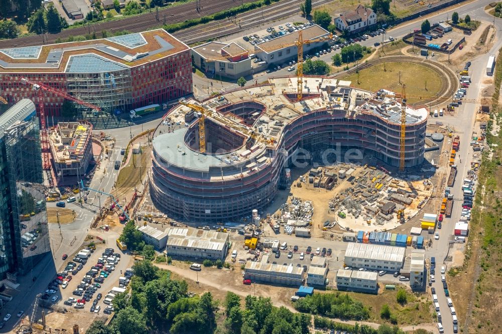 Düsseldorf aus der Vogelperspektive: Baustelle zum Neubau trivago-Zentrale an der Kesselstraße durch die Ed. Züblin AG im Ortsteil Medienhafen in Düsseldorf im Bundesland Nordrhein-Westfalen