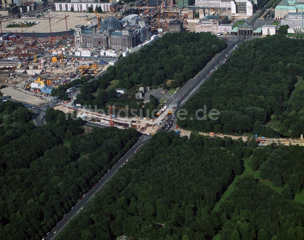 Luftbild Berlin - Baustelle zum Neubau der Tunnelanlage Tiergartentunnel in Berlin