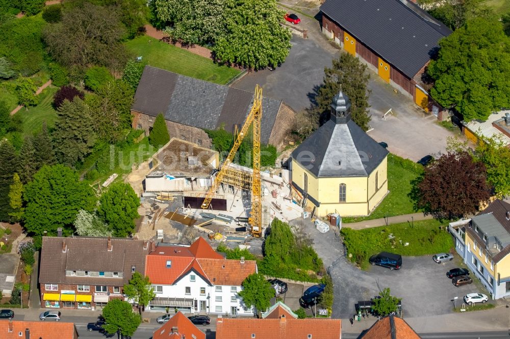 Luftbild Rhynern - Baustelle zum Neubau und Umbau des Kindergarten an der Evangelische Kirche in Rhynern im Bundesland Nordrhein-Westfalen