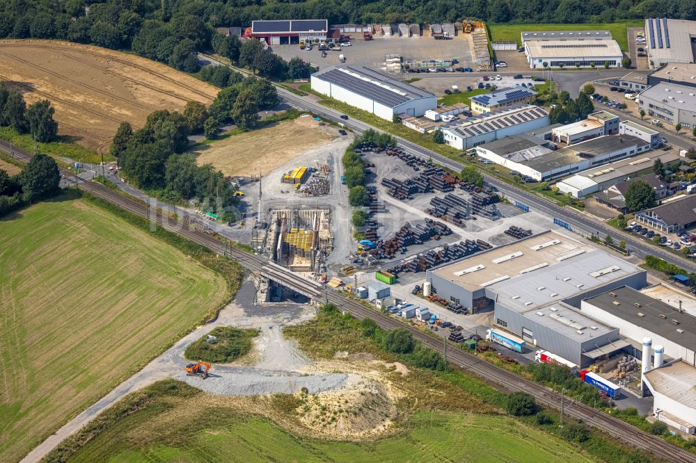 Luftbild Kamen - Baustelle zum Neubau der Unterführung Südkamener Spange im Ortsteil Westick in Kamen im Bundesland Nordrhein-Westfalen, Deutschland