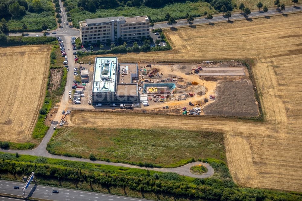 Dortmund von oben - Baustelle zum Neubau des Unternehmens- Verwaltungsgebäude der Dr. Ausbüttel & Co. GmbH im TechnologiePark Dortmund im Bundesland Nordrhein-Westfalen, Deutschland