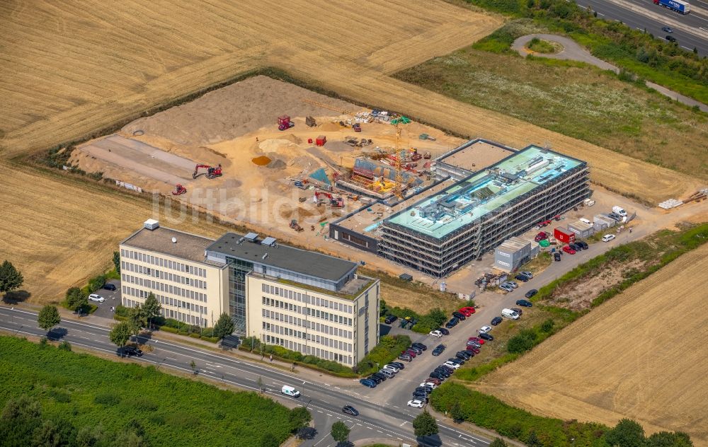 Luftaufnahme Dortmund - Baustelle zum Neubau des Unternehmens- Verwaltungsgebäude der Dr. Ausbüttel & Co. GmbH im TechnologiePark Dortmund im Bundesland Nordrhein-Westfalen, Deutschland