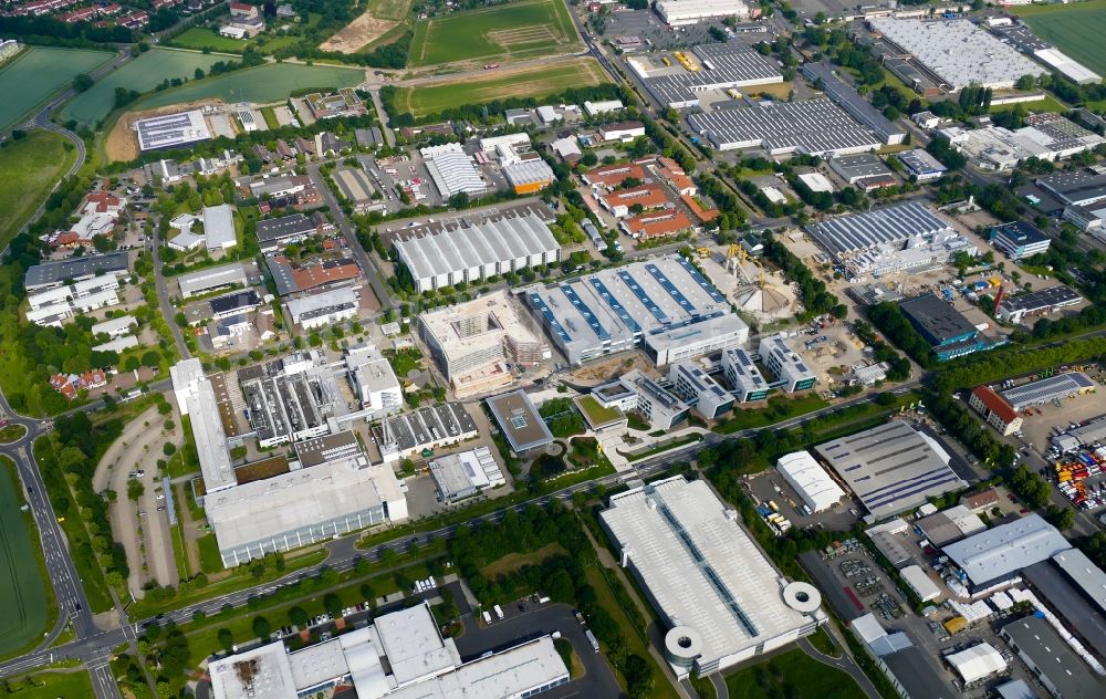 Göttingen aus der Vogelperspektive: Baustelle zum Neubau des Unternehmens- Verwaltungsgebäude Sartorius in Göttingen im Bundesland Niedersachsen, Deutschland