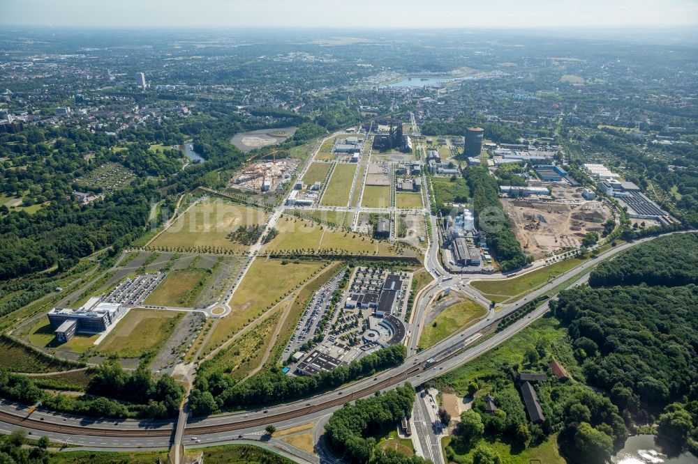 Dortmund aus der Vogelperspektive: Baustelle zum Neubau Unternehmenszentrale der Amprion GmbH im Ortsteil Hörde in Dortmund im Bundesland Nordrhein-Westfalen