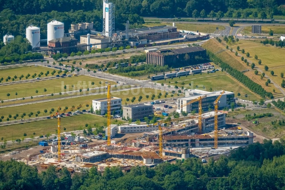 Dortmund aus der Vogelperspektive: Baustelle zum Neubau Unternehmenszentrale der Amprion GmbH im Ortsteil Hörde in Dortmund im Bundesland Nordrhein-Westfalen