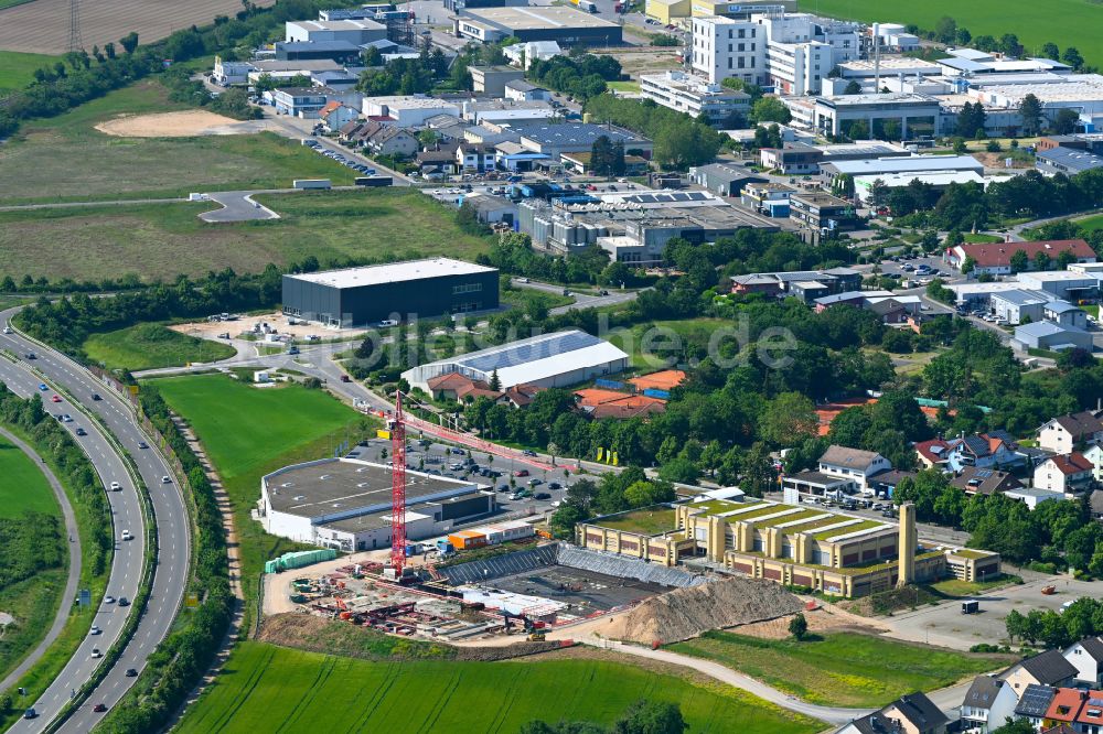 Luftbild Plankstadt - Baustelle zum Neubau der Veranstaltungshalle Kultur- und Sportquartier Westend in Plankstadt im Bundesland Baden-Württemberg, Deutschland