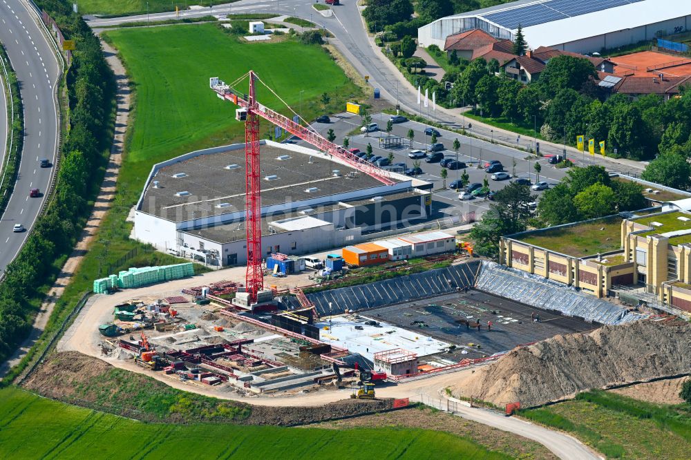 Plankstadt von oben - Baustelle zum Neubau der Veranstaltungshalle Kultur- und Sportquartier Westend in Plankstadt im Bundesland Baden-Württemberg, Deutschland