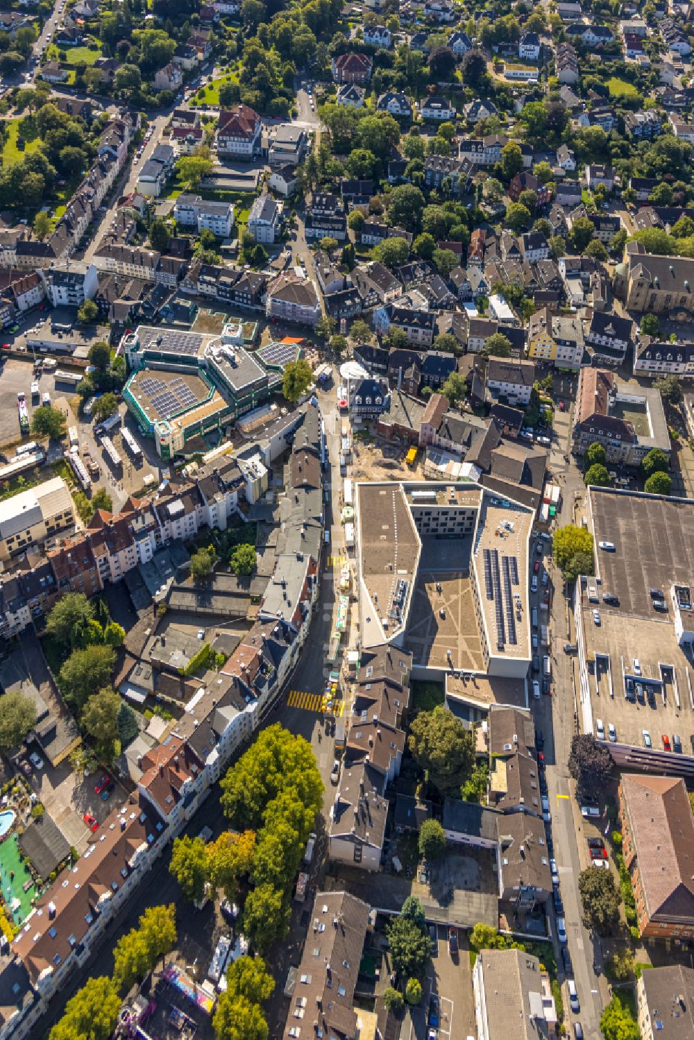 Luftaufnahme Schwelm - Baustelle zum Neubau der Veranstaltungshalle in Schwelm im Bundesland Nordrhein-Westfalen, Deutschland