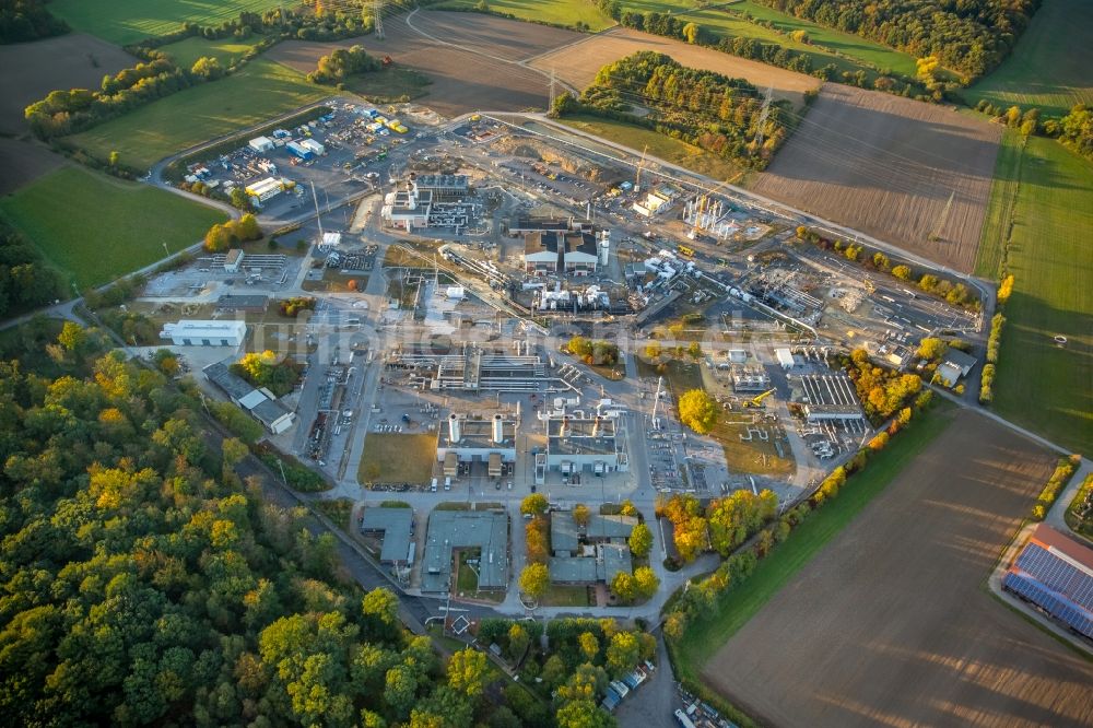 Werne aus der Vogelperspektive: Baustelle zum Neubau einer Verdichterstation beim Gasversorgungsunternehmen Open Grid Europe im Ortsteil Ruhr Metropolitan Area in Werne im Bundesland Nordrhein-Westfalen