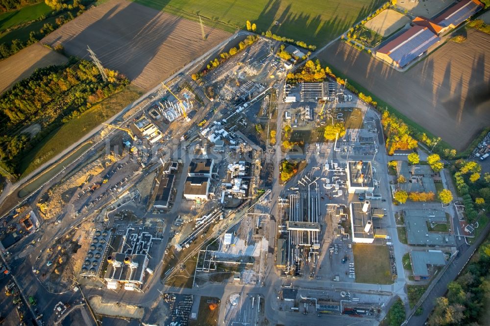 Luftbild Werne - Baustelle zum Neubau einer Verdichterstation beim Gasversorgungsunternehmen Open Grid Europe im Ortsteil Ruhr Metropolitan Area in Werne im Bundesland Nordrhein-Westfalen