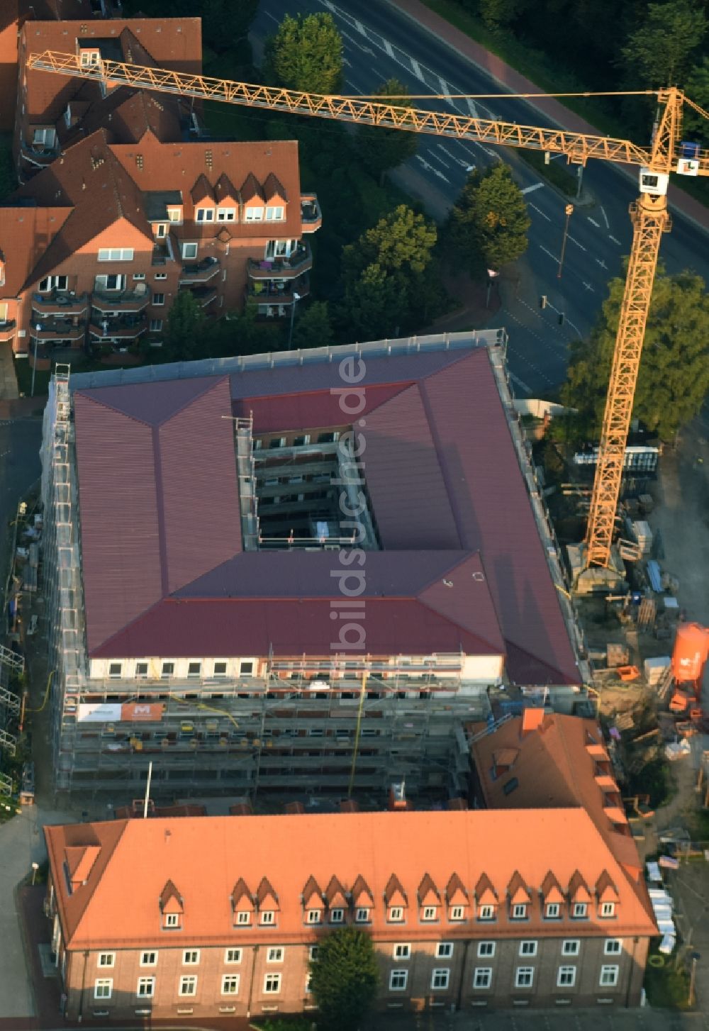 Luftbild Stade - Baustelle zum Neubau eines Verwaltungsgebäudes in Stade im Bundesland Niedersachsen